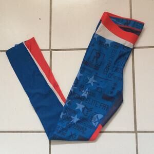 Reebok CrossFit athletic stars and stripes patriotic printed logo leggings sz S